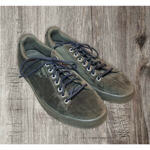 Puma Clyde gray velvet sneakers army green size 8.5‎